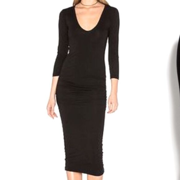 James Perse Ruched Long Sleeve Midi Dress - Picture 2 of 9